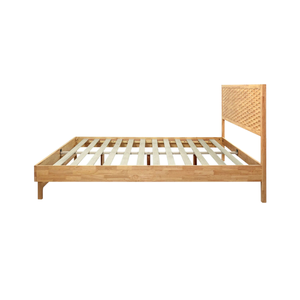 Base de Cama de Madera de Teca con Panel Texturizado, Estructura de Perfil Bajo y Base de Colchón de Listones - Product Image 4