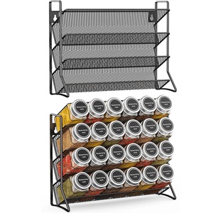 2 packs de supports durables en acier inoxydable pour l'organisation d'épices Pots d'assaisonnement sur pied Étagère pour 24 pots d'épices pour la cuisine Noir - Product Image 1