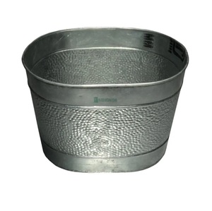 wholesale galvanized metal <b>planter</b> <b>large</b> round bucket shinny finished flower tub flower pot garden use for outdoor indoor decor - Product Image 5