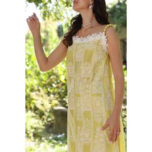 เสื้อผ้าฝ้ายปักลาย 2 ชิ้น แบบยังไม่เย็บติดกัน พร้อมกางเกงย้อมสี รุ่น TL-52088 ตกแต่งด้วยงานปักทันสมัย - Product Image 4