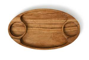 Plato de aperitivos de Chip y inmersión multifuncional rústico hecho a mano de madera de acacia para el hogar, restaurantes, aperitivos, postres, alimentos, lavado seguro - Product Image 4