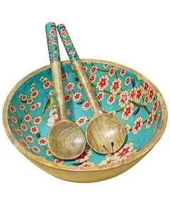 "Colorful design Printed Wooden Bowl Set - Decorative Tableware for Home and Dining" at wholesale price from Indian supplier