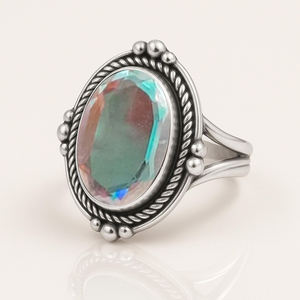 Bague en quartz Aura d'ange la plus vendue, argent sterling 925, forme ovale 10x14mm, bijou bohème, pierre précieuse, bijoux de mariage pour femmes - Product Image 3