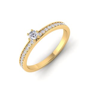 Anillo de Diamante Cultivado en Laboratorio con Corte Brillante y Engaste de Bisel Chapado en Oro, Regalo de Aniversario, Compromiso o Boda, Moderno y Romántico para Mujer - Product Image 3