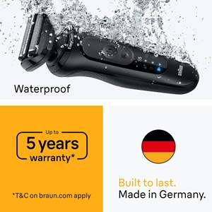 Afeitadora Eléctrica Inalámbrica USB para Hombre, 100% Impermeable IPX7, Afeitadora Facial Rotatoria de Triple Cuchilla, Afeitadora en Seco/Húmedo, Duración de 50 Minutos, Negra - Product Image 4