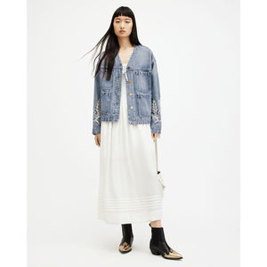 Veste denim personnalisée en toile de coton épaisse, décontractée et lavée à l'acide, poches zippées, boutons teints pour l'hiver pour hommes et femmes - Product Image 3