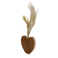 Jarrón Decorativo de Madera de Caoba Natural Hecho a Mano, en Forma de Corazón, Centro de Mesa de Madera Sólida Sostenible