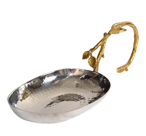 Cuenco de acero inoxidable, artesanías martilladas, diseño de vástago de latón, mango, mesa de cena, artículo decorativo, el mejor precio - Product Image 1