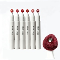 Baume à lèvres personnalisé effet estompeur, végétalien, aux peptides, avec applicateur roll-on métallique, brosse rafraîchissante, embout doux en microfibre, crème à lèvres satinée marron torsadée