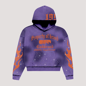 Sweat à capuche personnalisé 500 g/m² lavé à l'acide 100% coton brodé et doublé surdimensionné par Hanger Impex - Product Image 2