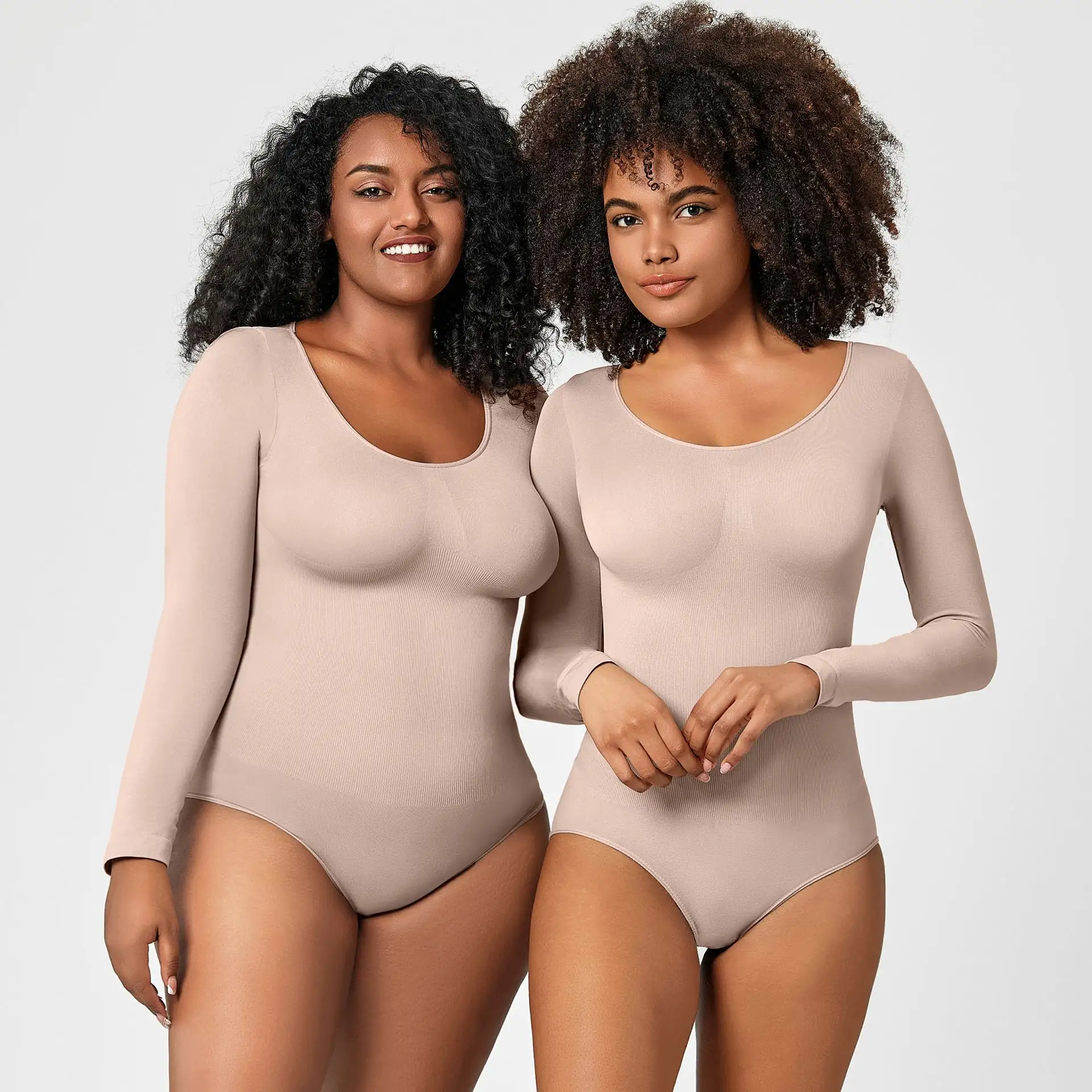 Respirant séchage rapide sans couture body à manches longues body shaper une pièce bout à bout sans couture femme shapewear