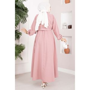 Conjunto de Vestido de Crepé Rosa a Rayas con Bolero, Talla XXS/XS, Conjunto de Dos Piezas con Shorts a Juego para Primavera/Verano - Product Image 4