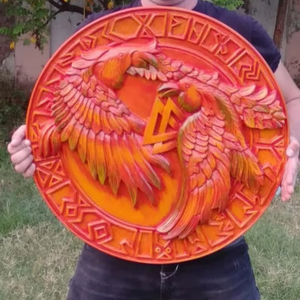 Viking médiéval gravé aigle bouclier en bois bataille armure concepteur bouclier en bois articles parfaits cadeau Calvin artisanat - Product Image 2