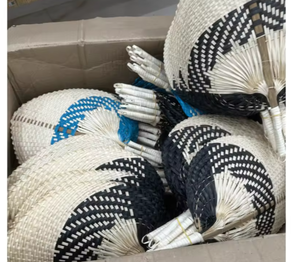 Éventail à main en feuilles de palmier de bambou vietnamien de haute qualité, style bohème, artisanat tissé, motif cœur, tissé à la main, décoration murale vietnamienne - Product Image 5