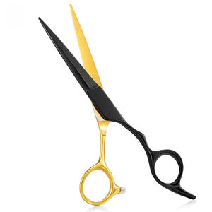 Ciseaux de coiffeur sur mesure avec un côté noir finition or manche de rasoir matériau céramique pour la coupe de cheveux lame en acier inoxydable - Product Image 4