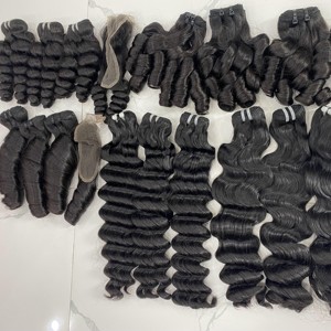 Nguyên Liệu Nhà Tài Trợ Duy Nhất Dợn Sóng Bó Xoăn Tự Nhiên Lớp Biểu Bì Phù Hợp 100% Việt Remy Con Người Phần Mở Rộng Tóc Dệt Lỏng Sâu - Product Image 2