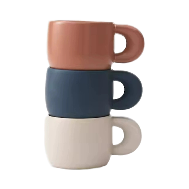 Customizable Korean Ceramic Matte Coffee Mugs with Creative Handle Minimalist Design Style for Business Gifts