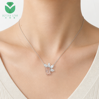 Collar con Colgante de Diamante Rosa Cultivado en Laboratorio con Corte Esmeralda Personalizado, Certificado por IGI, Collar de Lujo de Oro de 18K para Mujer