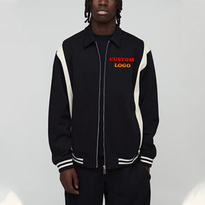 2025 nouveauté 100% veste universitaire en laine de coton panneau de contraste lourd fermeture éclair complète Streetwear Hip Hop veste d'hiver pour homme - Product Image 1