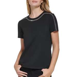 Respirant sur mesure hommes et femmes noir coupe décontractée strass imprimé t-shirts décontractés à vendre avec O cou par Boomer Sport - Product Image 3