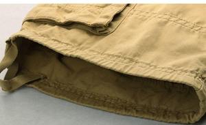 Pantalon court cargo d'été grande taille pour hommes européens Logo personnalisé coton lavé tissé plat motif décontracté mi service OEM disponible - Product Image 6