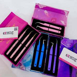 Pince à épiler de haute qualité GETUP BROSONS IMPEX, pointe argentée/dorée, courbure à 90/45 degrés, en acier inoxydable recouvert de poudre, 10 mm - Product Image 4