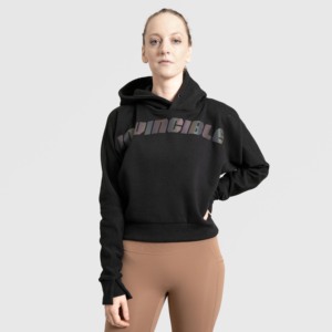Invincible Black Oversized <b>Hoodie</b> for <b>Workout</b> Breathable Knitted Fabric - Product Image 1