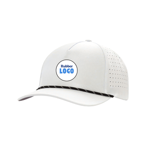 OEM ODM Gorras de béisbol 5 Panel Laser Cut Hole Sport Hat Logotipo personalizado Silicona Goma Parche Hydro Impermeable Etiquetas tejidas Golf - Product Image 3
