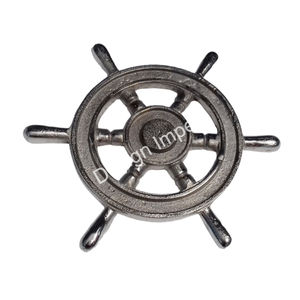 Sculpture de roue de navire nickelé objet décoratif en gros Style nautique roue de navire de qualité supérieure Marine décor à la maison approvisionnement - Product Image 2