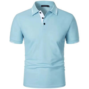 Polos de golf de manga corta de alta calidad al por mayor para hombre, Polo ajustado de verano con cuello vuelto y logotipo bordado personalizado - Product Image 3