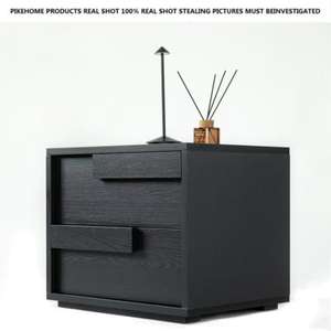 Table <span class=keywords><strong>de</strong></span> chevet <span class=keywords><strong>de</strong></span> luxe italienne minimaliste en pierre frittée et noyer noir à 2 tiroirs pour chambre d'hôtel - Product Image 5