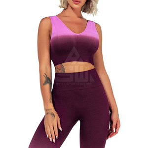 Conjunto de Yoga para mujer sin costuras de talla grande sólido Reversible de alta calidad con logotipo frontal Venta caliente Spandex poliéster hecho - Product Image 3