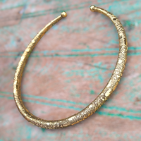 Collier ras du cou ajustable en laiton plaqué or, fait main, style bohème ethnique tribal, pour usage quotidien et fêtes, Winsome Art
