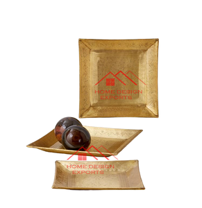 ถาดเสิร์ฟอาหารและเครื่องดื่มสุดหรูพร้อมที่จับดีไซน์ทุบสีทอง - Product Image 6