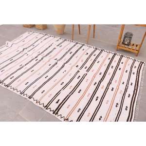 Alfombra vintage de 5.3x9 pies, alfombra turca grande, alfombra de lana con motivos de plantas y árboles blancos - Product Image 4