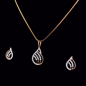 Stylish <b>Jewelry</b> <b>Set</b> <b>for</b> <b>Women</b> & Gift Customizable Wholesale Elegant Pear Shaped Diamond Pendant and Earring <b>Set</b> in Rose Gold - Product Image 4
