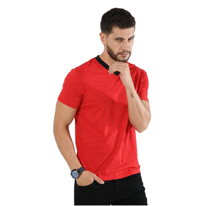 Camiseta de hombre sólida de calidad de marca Premium de fabricación de Bangladesh, camiseta informal de manga corta con cuello en V de diseño personalizado para hombre - Product Image 6