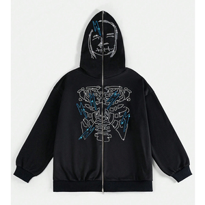 เสื้อฮู้ดดี้แบบซิปเต็มตัว ประดับเพชรเทียม สไตล์ฮิปฮอป สำหรับผู้ชาย ปี 2025 รุ่น Solid Winter Casual  รับทำโลโก้ตามสั่ง ไซส์ใหญ่พิเศษ (Oversize) แบบ OEM - Product Image 1