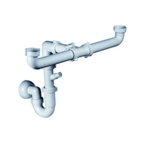 Sifone Lavabo a 2 Vie con Attacco per Lavatrice e Lavastoviglie a Basso Ingombro - Product Image 1