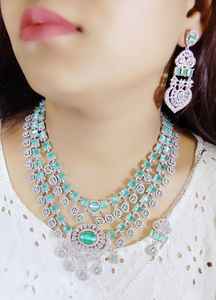 <b>Indian</b> Jewellery High Quality <b>Set</b> for Wedding Party Engagement Gift AD <b>Necklace</b> With Long Earrings Trending Jewellery - Product Image 6