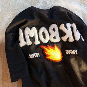 เสื้อยืดผู้ชายพิมพ์ลาย3D สไตล์ลำลองวาฟเฟิลทรงหลวมทำจากผ้าฝ้าย100% - Product Image 2