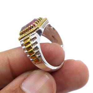 แหวนเงินทัวร์มาลีนธรรมชาติทำจากหินทัวร์มาลีนแบบเหลี่ยมเพชรพลอย925 - Product Image 5