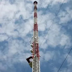 Torre de telecomunicações galvanizada de 3 pernas, tubo de aço galvanizado por imersão a quente, torre de telecomunicações em aço, poste de fio galvanizado