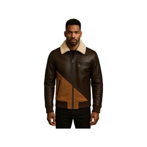 Chaqueta Bomber de Piel de Oveja para Hombre de Alta Calidad Personalizada al por Mayor con Forro de Lana en el Interior - Product Image 1