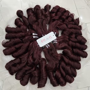 LA MEJOR CALIDAD FUNMI CURL SOLO DONANTE SUPER DOBLE COLOR NATURAL LIBRE DE SEDA ENGANDO EXTENSIÓN DE CABELLO HUMANO VIETNAMÉS - Product Image 5