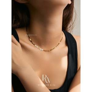 สร้อยคอชอคเกอร์แบบโซ่บางกันน้ำ สีทอง ไม่ลอก ไม่ดำ ลายก้างปลา สไตล์มินิมอล ของขวัญสำหรับเธอ รูปทรง/ลวดลายตัวเลข - Product Image 2