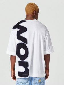 Camiseta de alta calidad 100% algodón, extragrande, lisa, con cuello redondo, para hombre, personalizada con impresión de logotipo. - Product Image 2