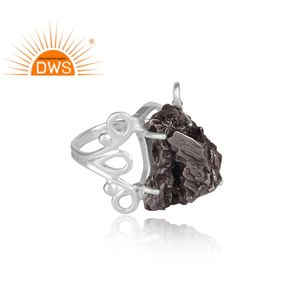 Dernière conception de bague empilable en argent sterling fin avec météorite naturelle brute Fabricant de bijoux personnalisé - Product Image 3