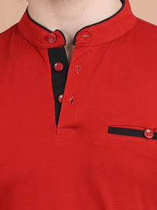 Camiseta de algodón 100% de media manga con cuello mandarín para hombre, ropa informal cómoda para trajes de todos los días y oficina - Product Image 3