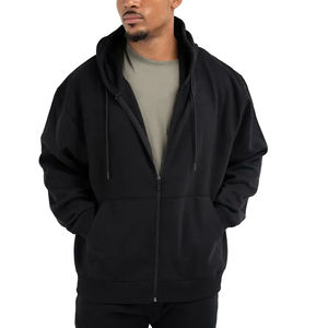 Veste 100% coton pour hommes, sweats à capuche zippés Streetwear surdimensionné vierge, sweat à capuche avec logo personnalisé et poids lourd, sweat à capuche zippé pour hommes - Product Image 4
